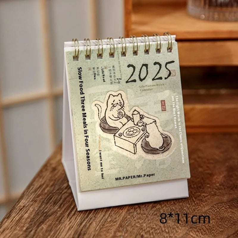 Mini desk calendar 2025 with multiple design options including Coffee Time theme