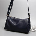 Women's one-shoulder crossbody bag in genuine soft leather with horizontal square shape and three-dimensional pocket design