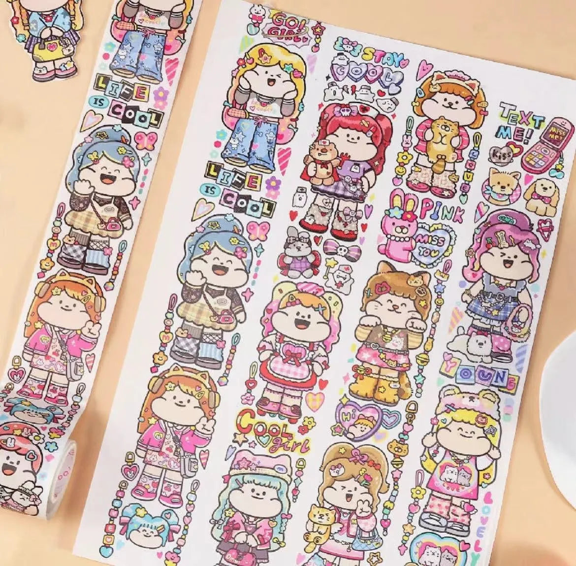 Colourful cartoon character stickers on Japanese paper for haemorrhoid tape packaging customisation