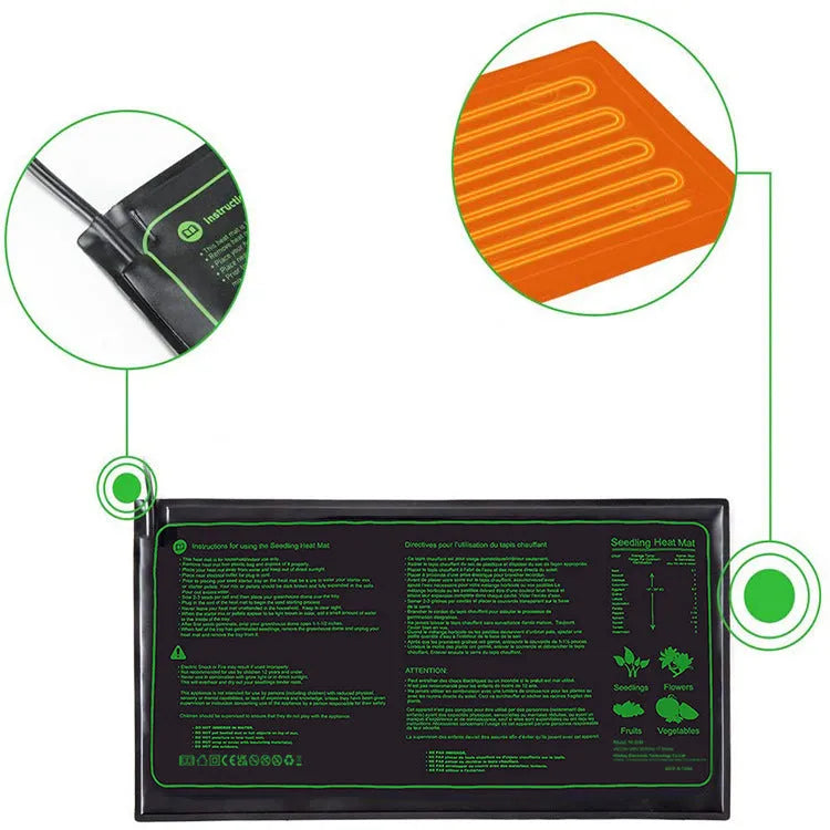 Plant temperature regulating heating pad 20x10 inch waterproof heating pad for seed germination with digital display and adjustable settings