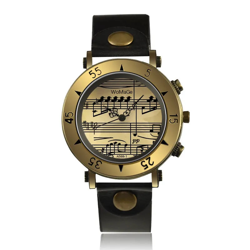 Men's music symbol watch with digital notes design on dial in multiple colour options