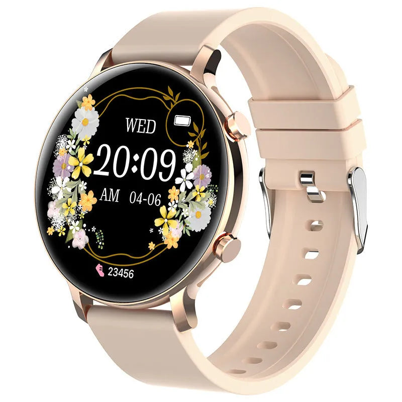 Black Bluetooth smartwatch with stainless steel strap showing call screen and heart rate monitor