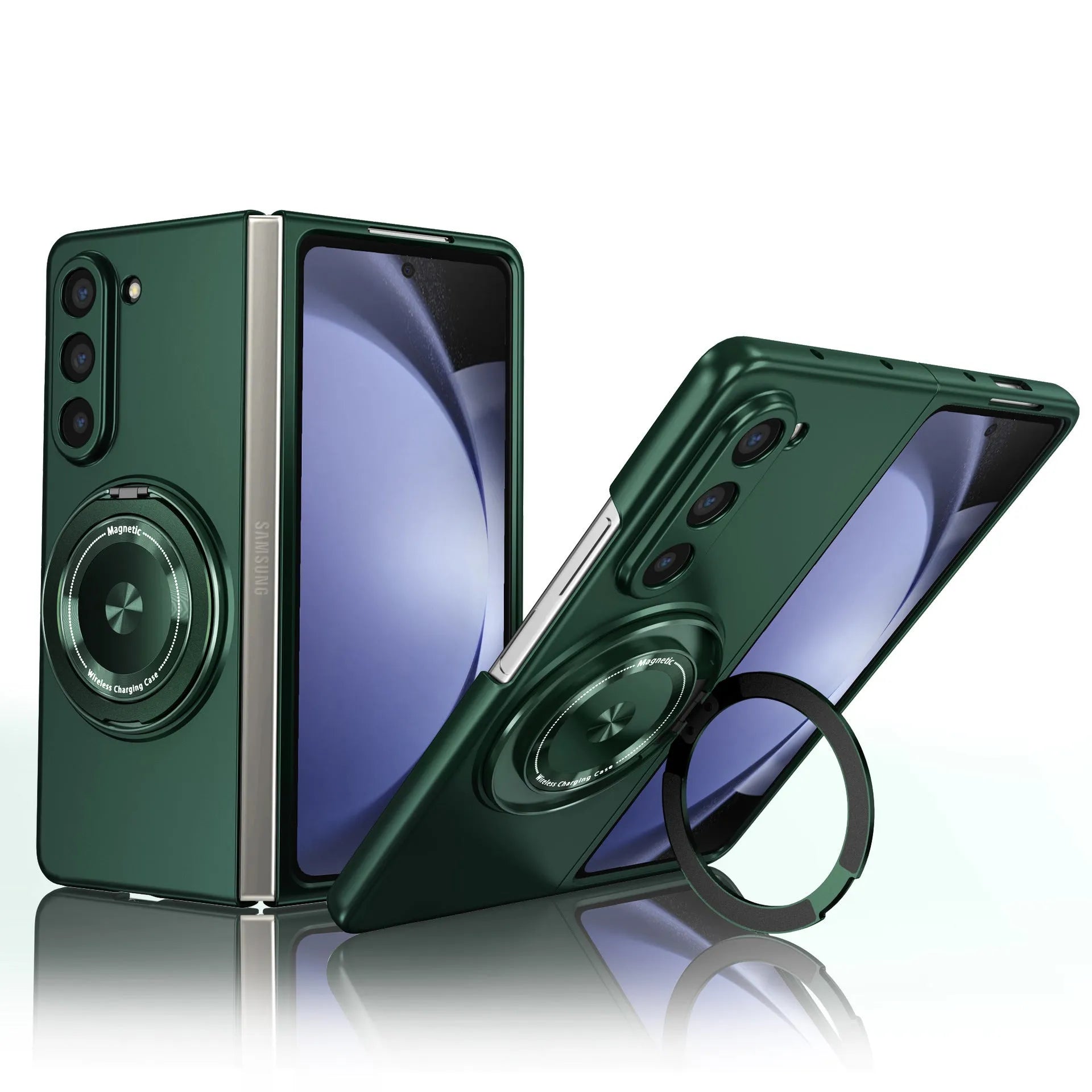 Samsung Galaxy Z Fold silicone phone case with magnetic rotating bracket in frosted finish, black colour