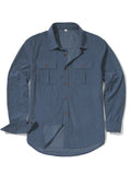 Men's corduroy shirt in Japanese retro style with loose fit and long sleeves