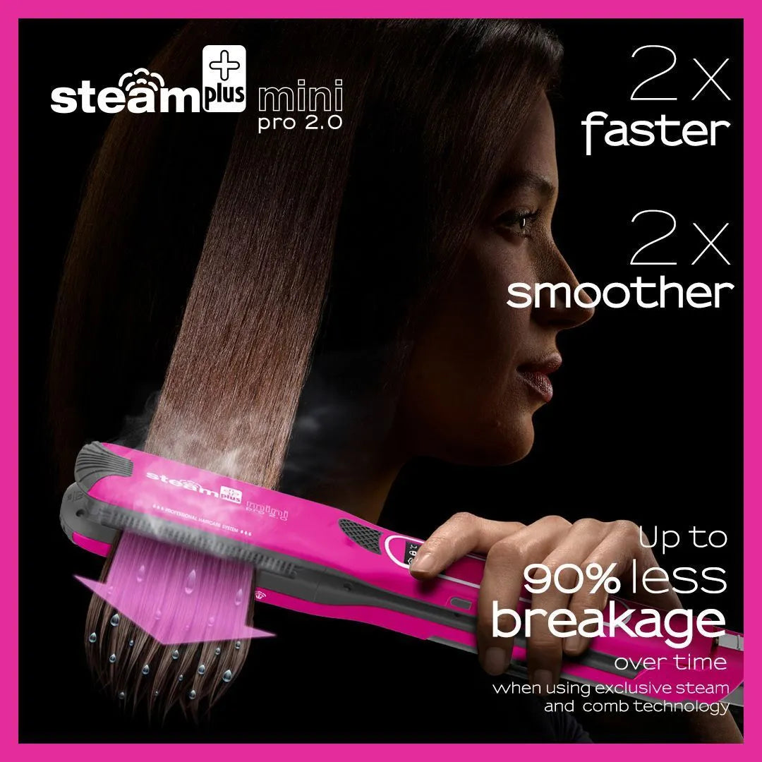 Mini steam splint spray hair straightener and curler in champagne, purple, or rose red colour