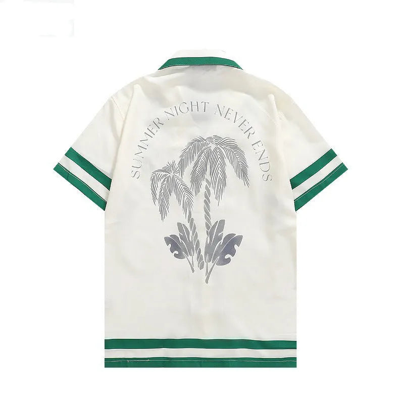 Men's 3D printed floral Hawaiian short-sleeved shirt in slim fit cardigan style, polyester four-way stretch, European sizes S-4XL