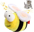 Yellow bee-shaped electronic cat toy with motion-activated chirping for indoor feline entertainment