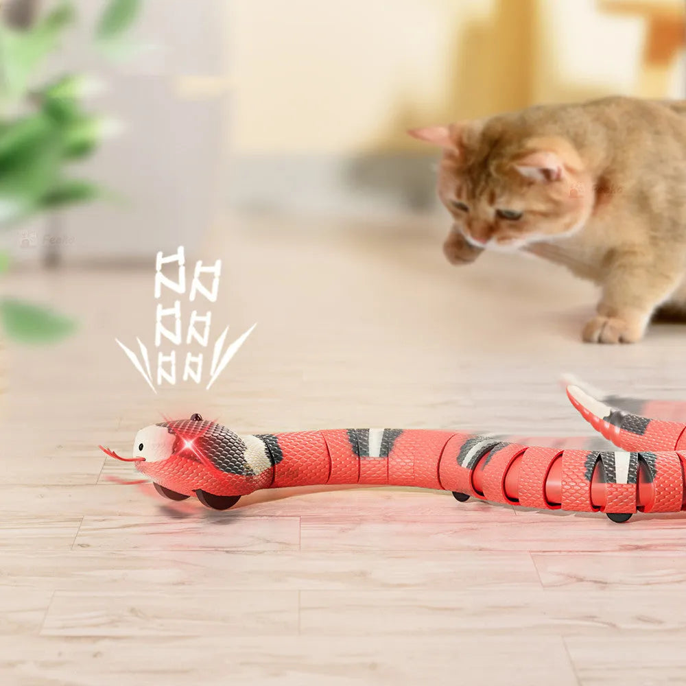 Tricky interactive sleeping electric induction snake toy, 40cm plastic, snake colour, realistic movement prank toy
