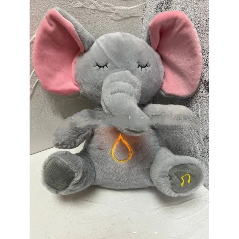 Breathing rabbit plush toy with moving belly showing rhythmic breathing motion for baby comfort
