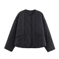 Temperament Women's Bow Quilted Coat in black, medium thickness polyester straight cut regular sleeves