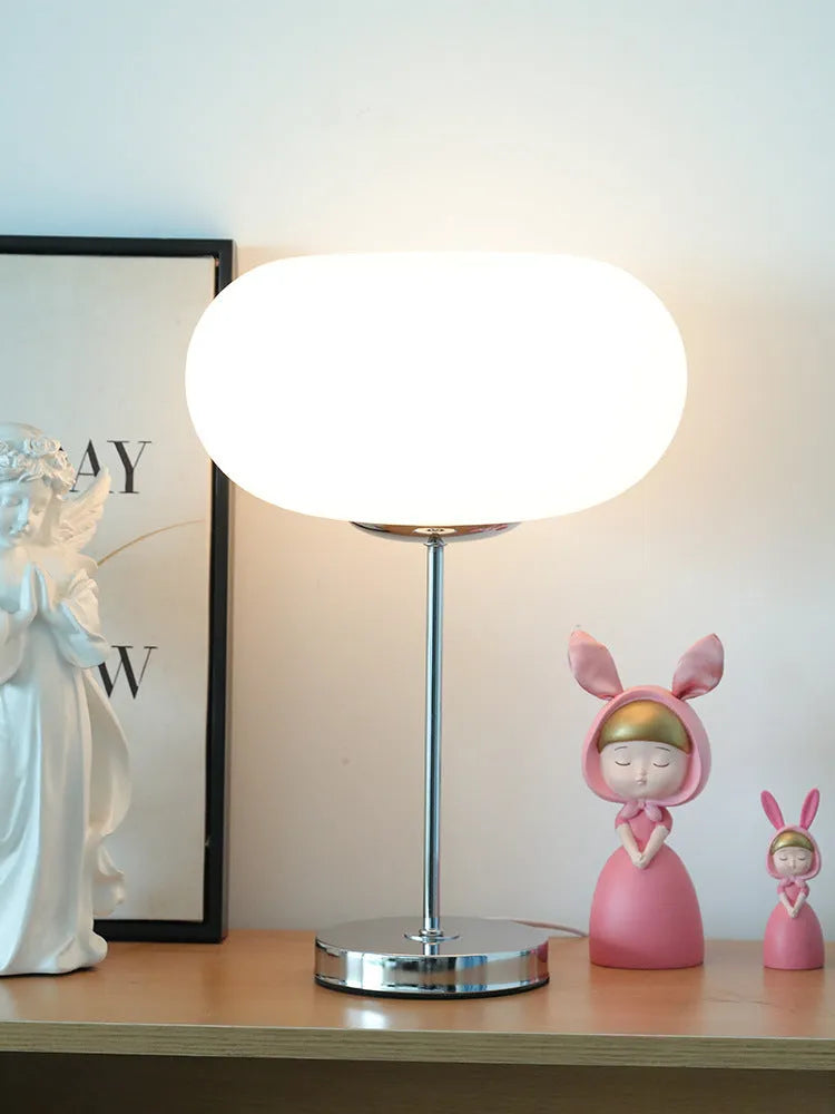 Glass lamp with 28cm single lampshade, button switch, and tricolor light for bedside decor