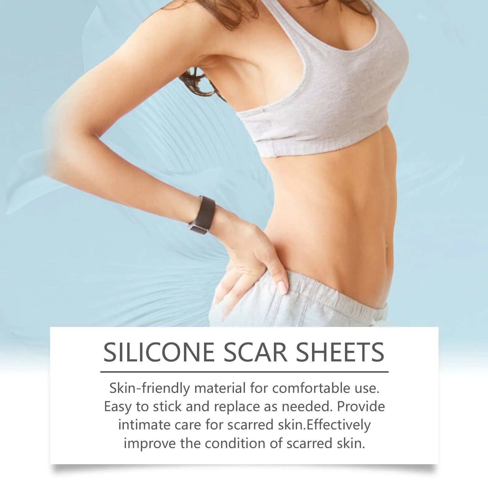 Roll of mint leaf silicone scar paster gel sheets for scar management on healed skin
