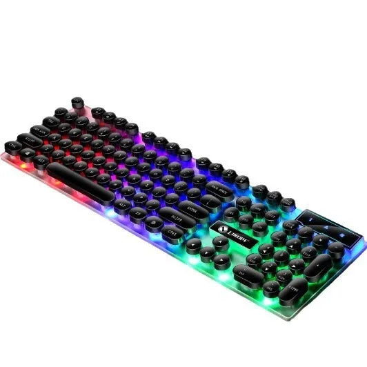 Mechanical feeling computer keyboard with colour options including white, rainbow and luminous character variants