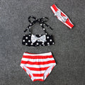 Girls' XINGX bowknot three-piece swimsuit in milk silk and polyester, colour CC00734, sizes 90-130 yards