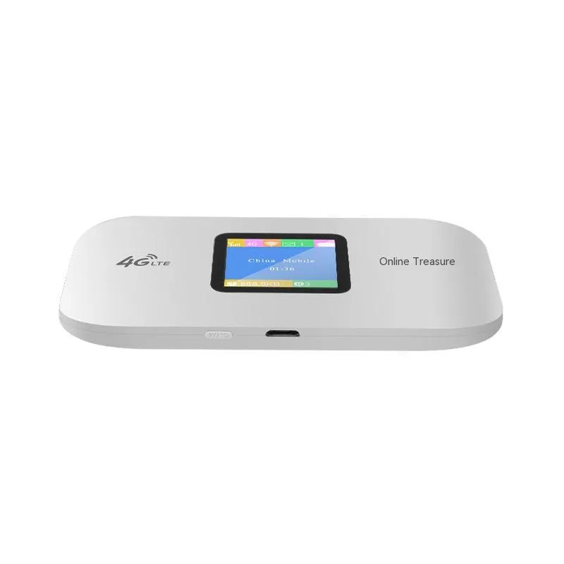 Beige 4G wireless router vehicle-mounted network card, portable Wi-Fi, 100x63.5x146mm, with battery and data cable