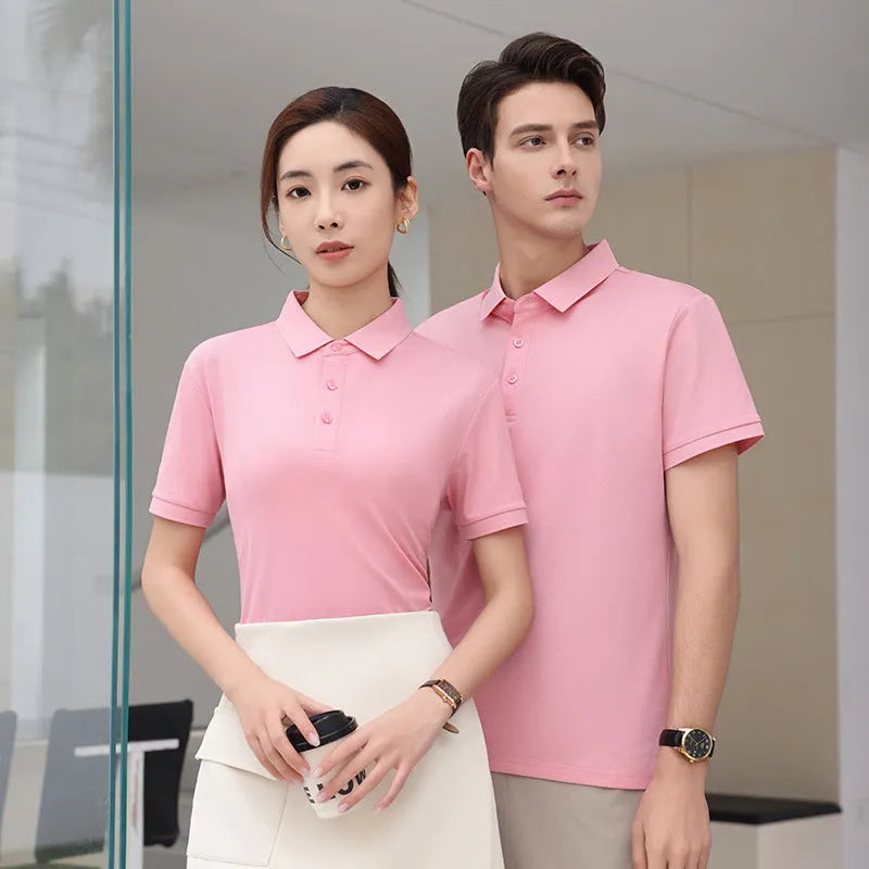 High-end workwear polo shirt in solid colour cotton-polyester blend short sleeve summer regular fit pullover