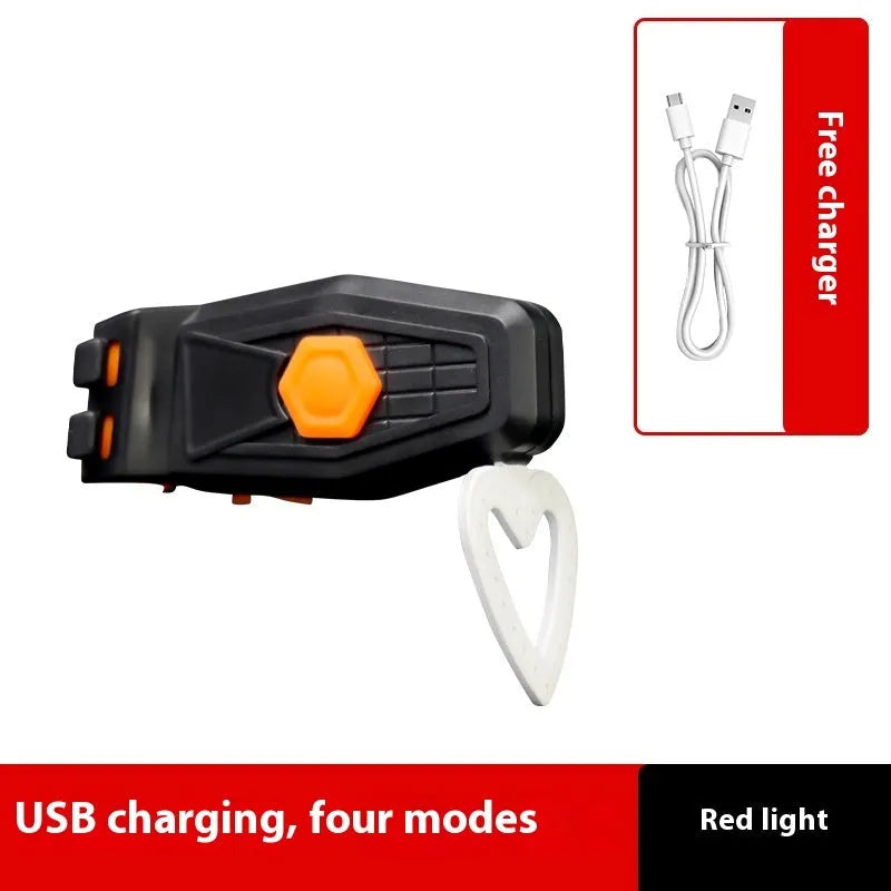 USB-C rechargeable bicycle tail light with love strap style, 300mAh battery, ABS and silicone shell