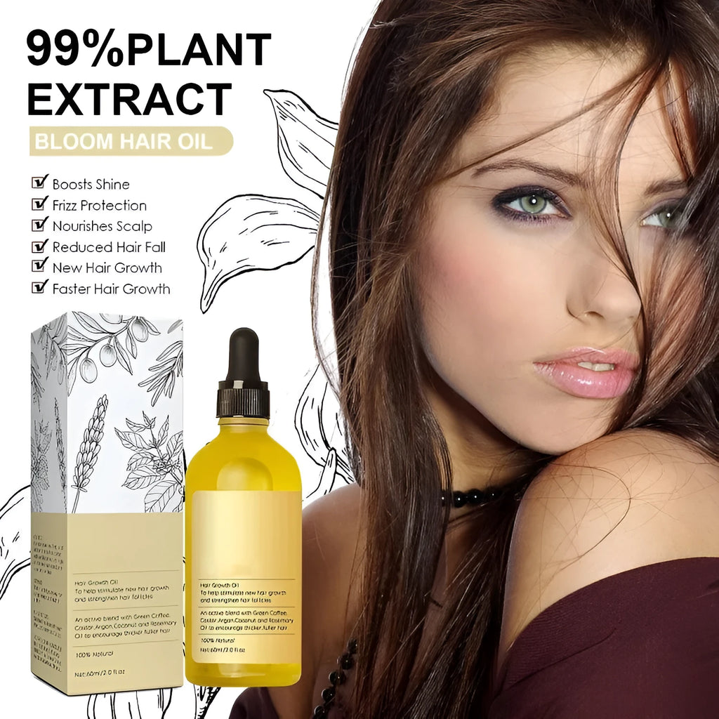 Yellow rosemary hair essential oil in 60ml bottle for damaged hair treatment