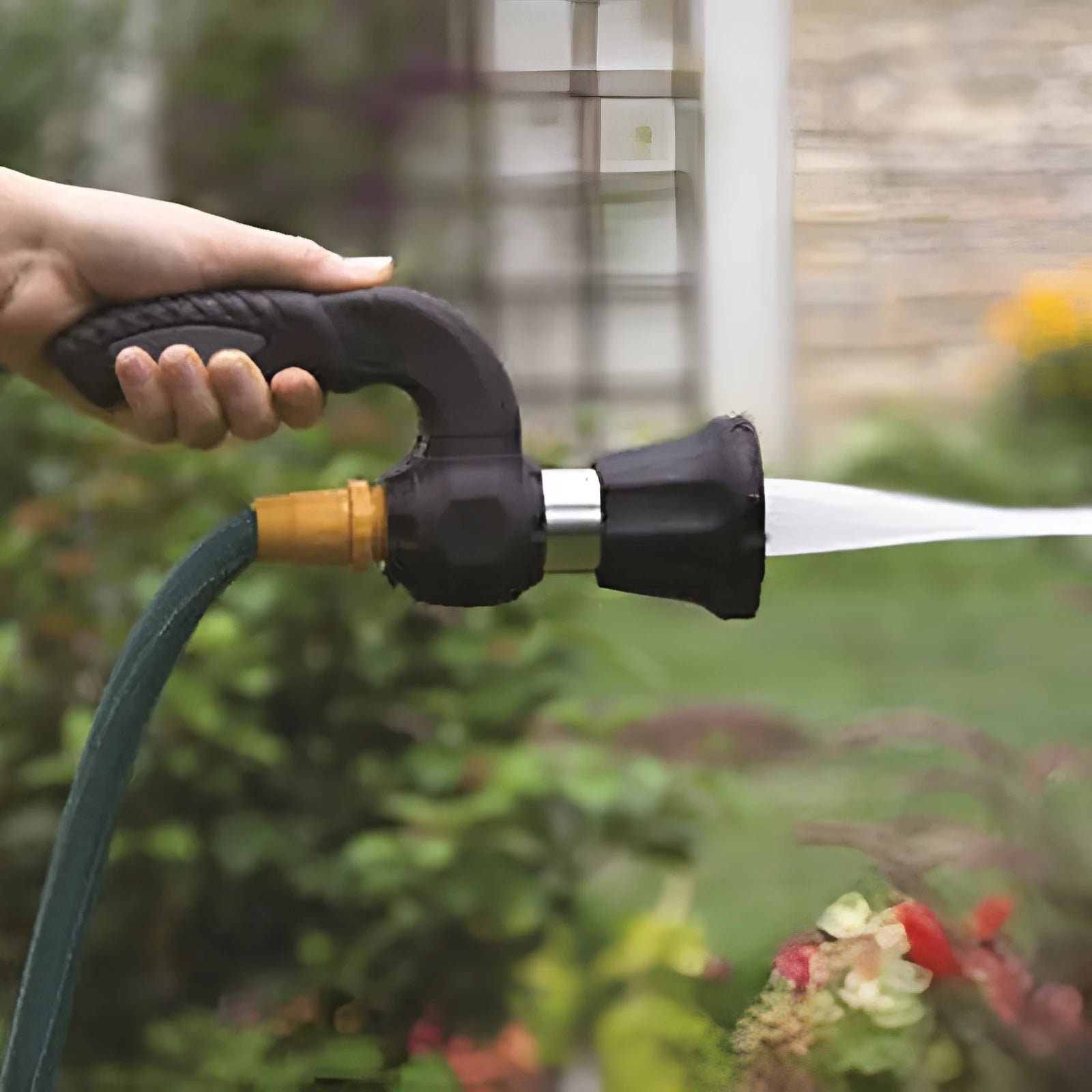 Mighty Power Hose Blaster Nozzle black with five spray settings and ergonomic handle
