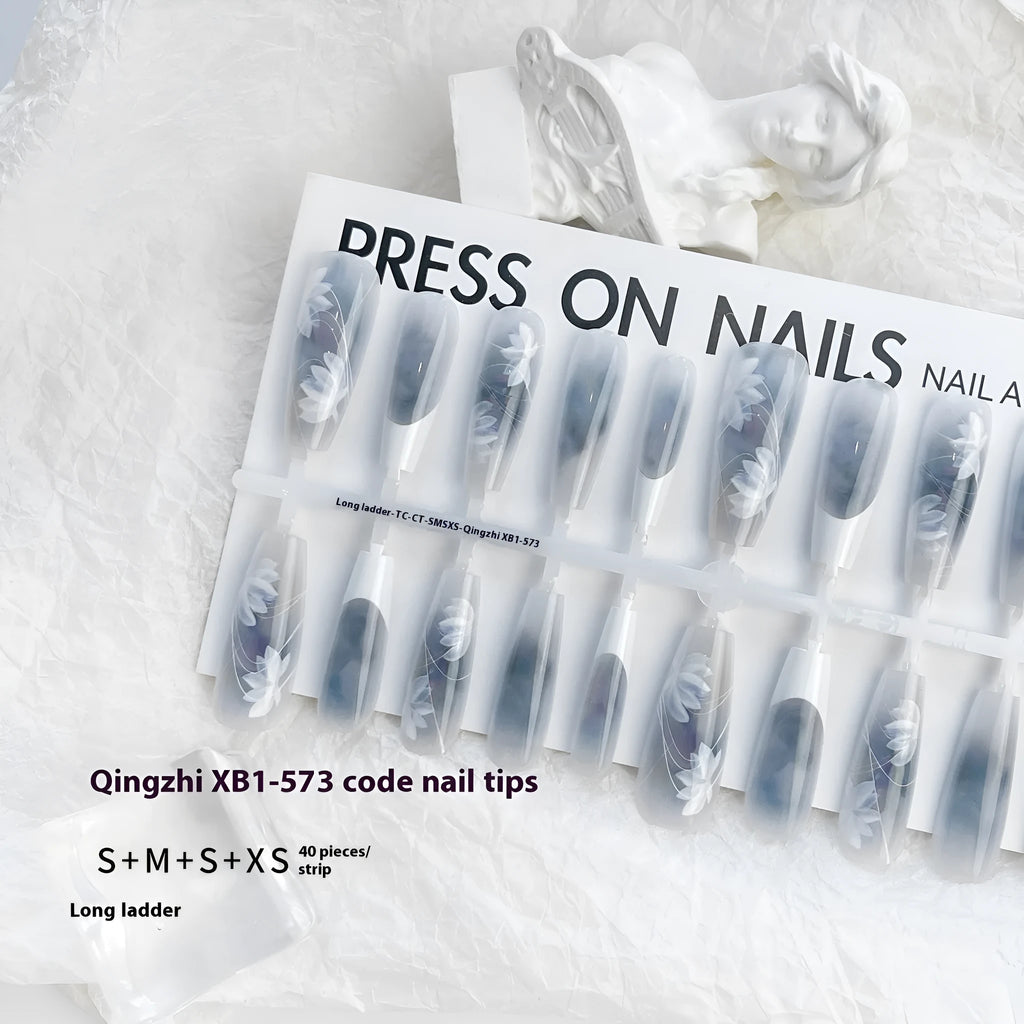 40PCS Chinese butterfly long ladder nail stickers in Qingzhi XB1-573, SMSXS sizes, glossy and unsealed layer options.