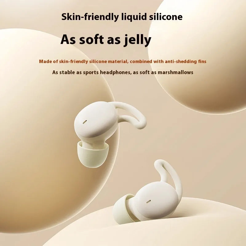Wireless Bluetooth sleep earbuds in Starry Sky Black, Dream Purple, and Millet White Rice with silicone earplug design and noise reduction