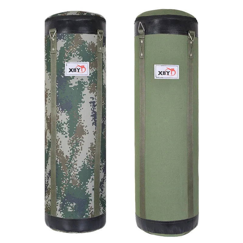 Canvas hanging boxing sandbag in hollow 60cm to 120cm sizes, camouflage or canvas style