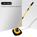 Telescopic curved rod car wash mop with yellow chenille brush head and aluminium alloy shaft