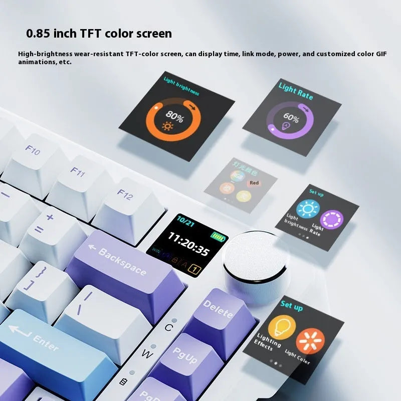 Black, grey and yellow mechanical keyboard with compact design and wireless connectivity options