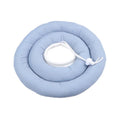 Blue adjustable waterproof Elizabethan collar for a dog showing the buckle and cone shape