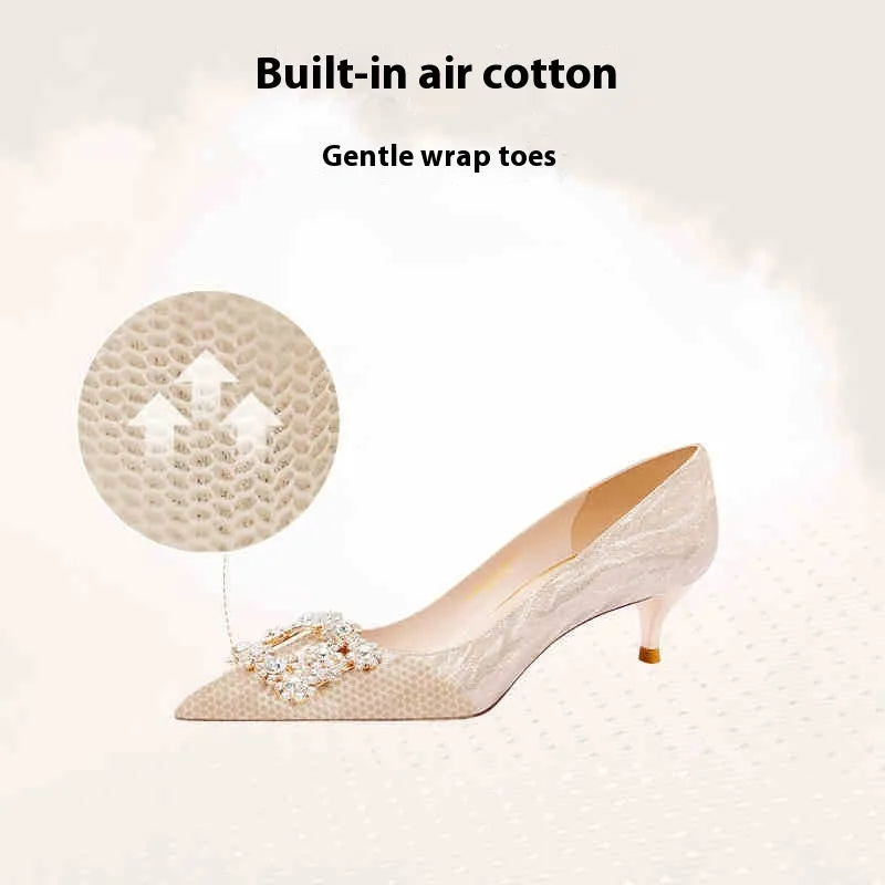 Champagne gold women's high heel pumps with pointed toe and stiletto heel