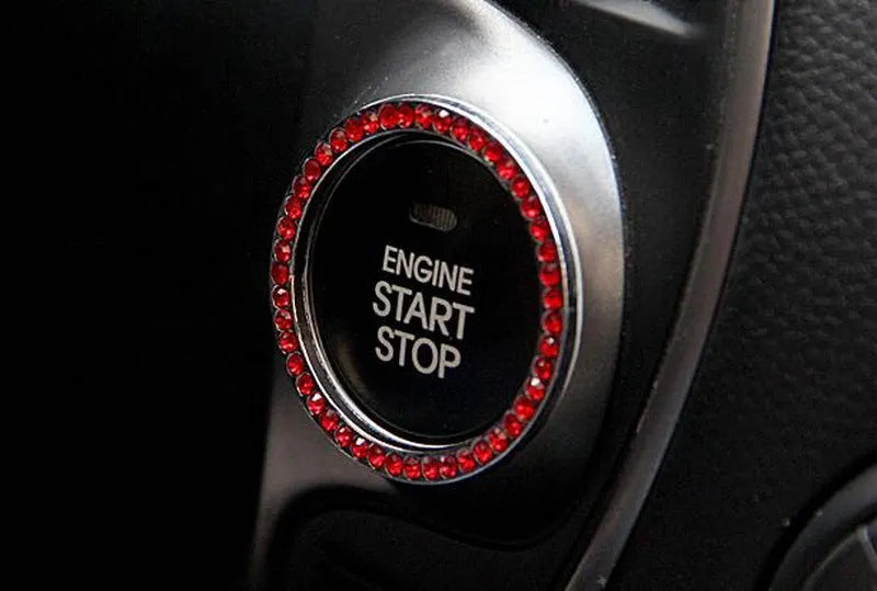 Diamond pattern 3D sticker car ignition ring decoration in silver