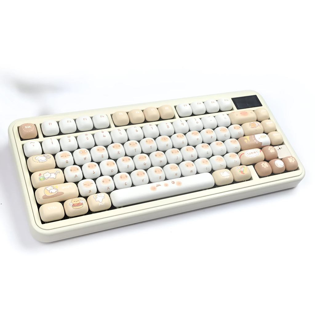 Steamed Bread cat theme mechanical keyboard keycap set with 26 PBT caps in pastel colours