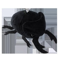Small black Japanese rhinoceros beetle plush doll pendant with soft short plush fabric.