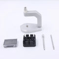 Silver-coloured tool steel press strap removal tool for watches and jewellery.