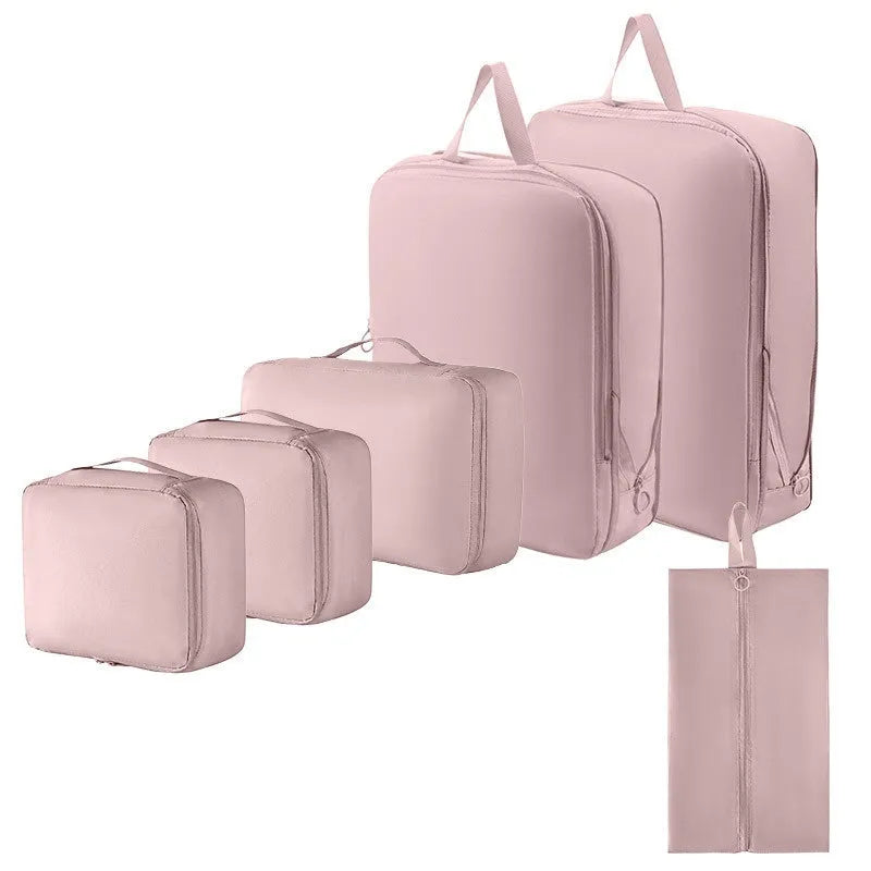 Six-piece compressed clothing luggage set Memory Cloth solid colour Urban Simplicity 36-55L polyester lining leisure travel
