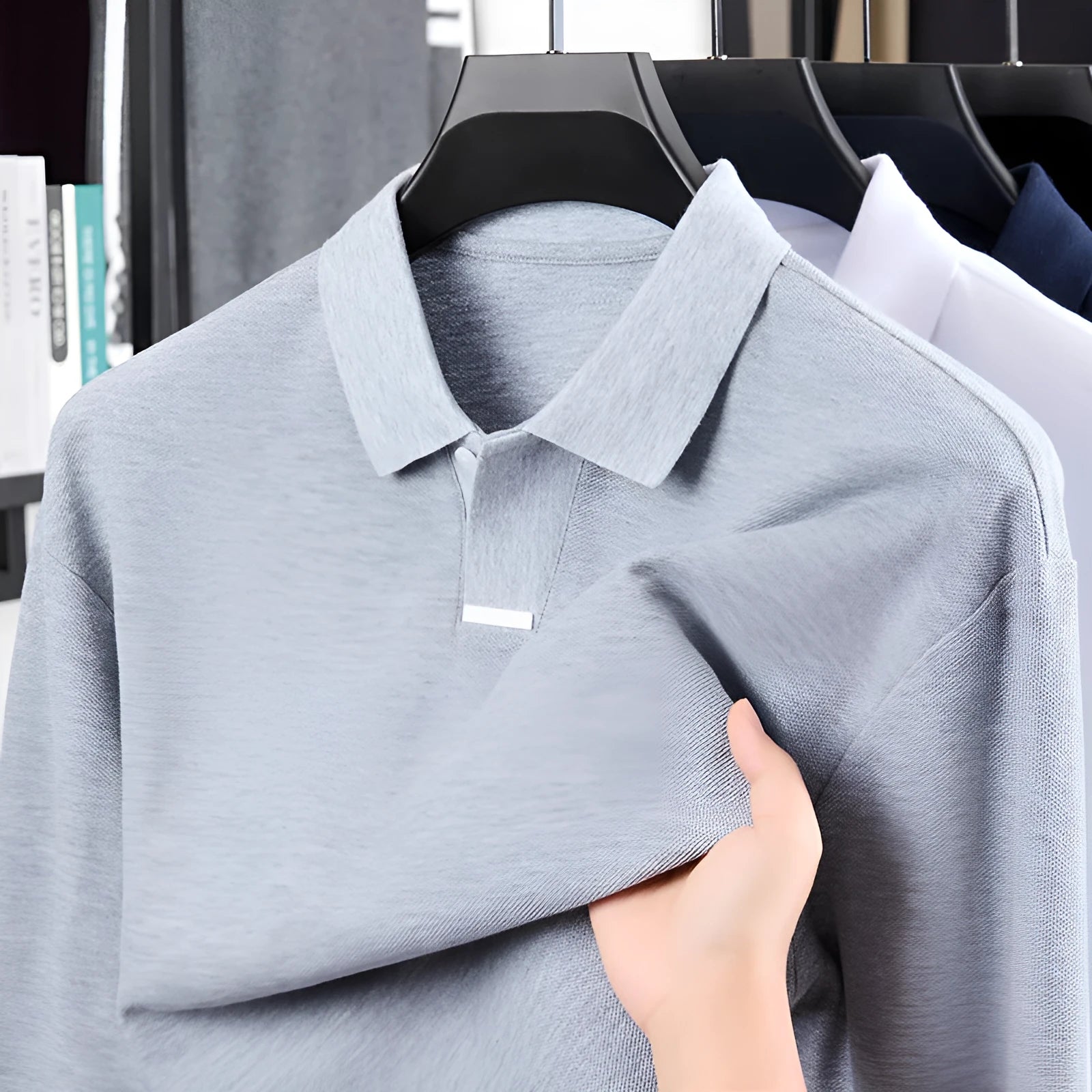Men's loose fit pure cotton polo shirt with lapel collar in multiple colours.