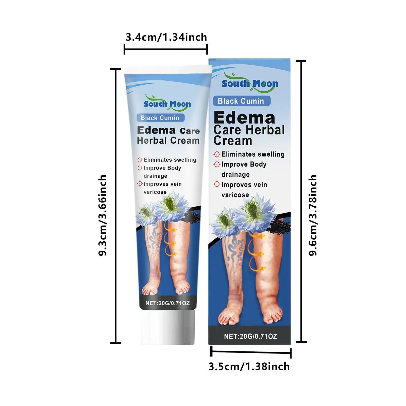 20g tube of herbal leg care cream with black grass seeds and horse chestnut ingredients