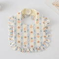 Six multi-coloured cotton muslin baby bibs with animal bandana designs and adjustable snaps