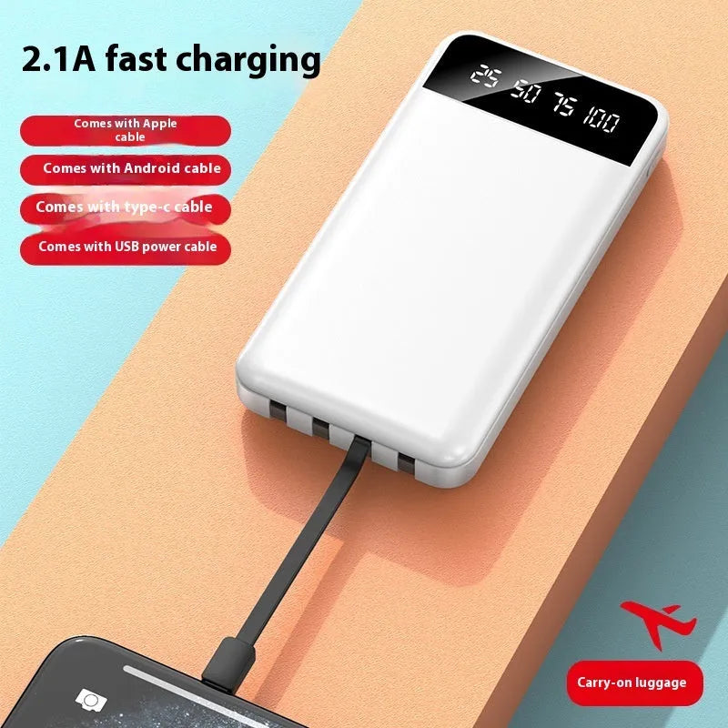 20000mAh capacity portable power bank with cable in industrial plastic case
