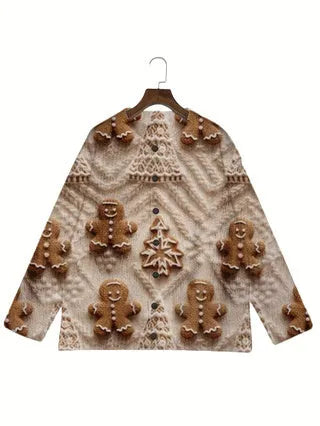 Loose fit lapel collar top with a printed design, available in sizes from S to 5XL.