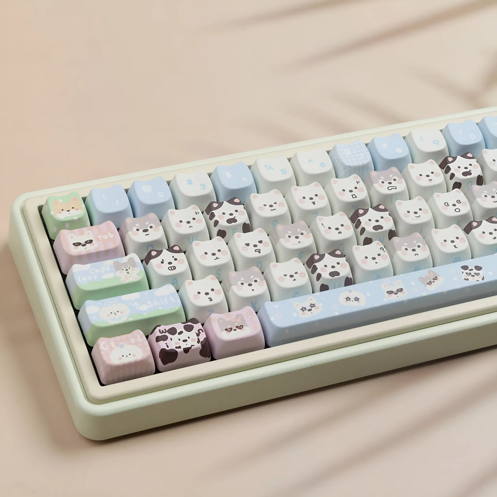 PBT sublimation key cap full set with puppy pattern design for mechanical keyboards