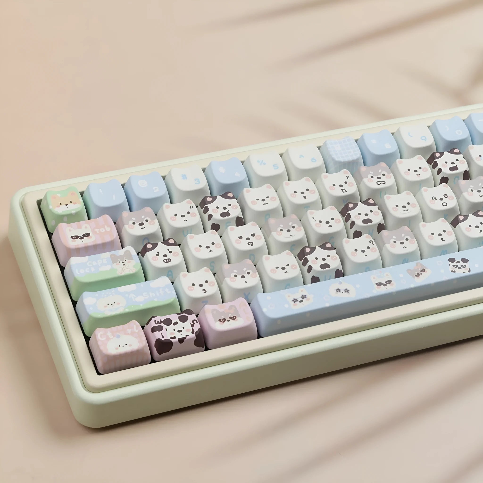 PBT sublimation key cap full set with puppy pattern design for mechanical keyboards