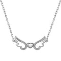 925 silver hollow-out wings love pendant necklace in platinum finish