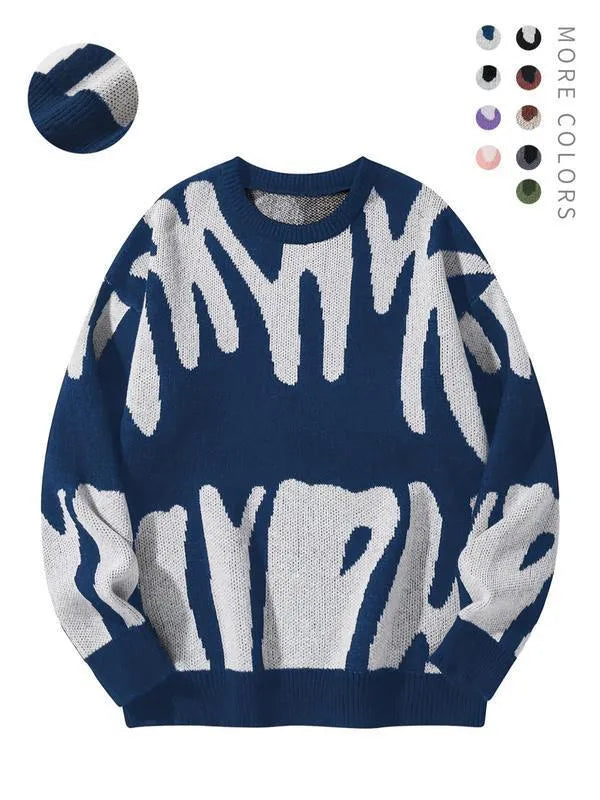 Men's casual knit sweater in green, loose-fit pullover with long sleeves, modal and rabbit hair blend