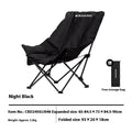 Night Black Oxford cloth portable folding moon camping chair with a thickened seat, shown in a folded position.