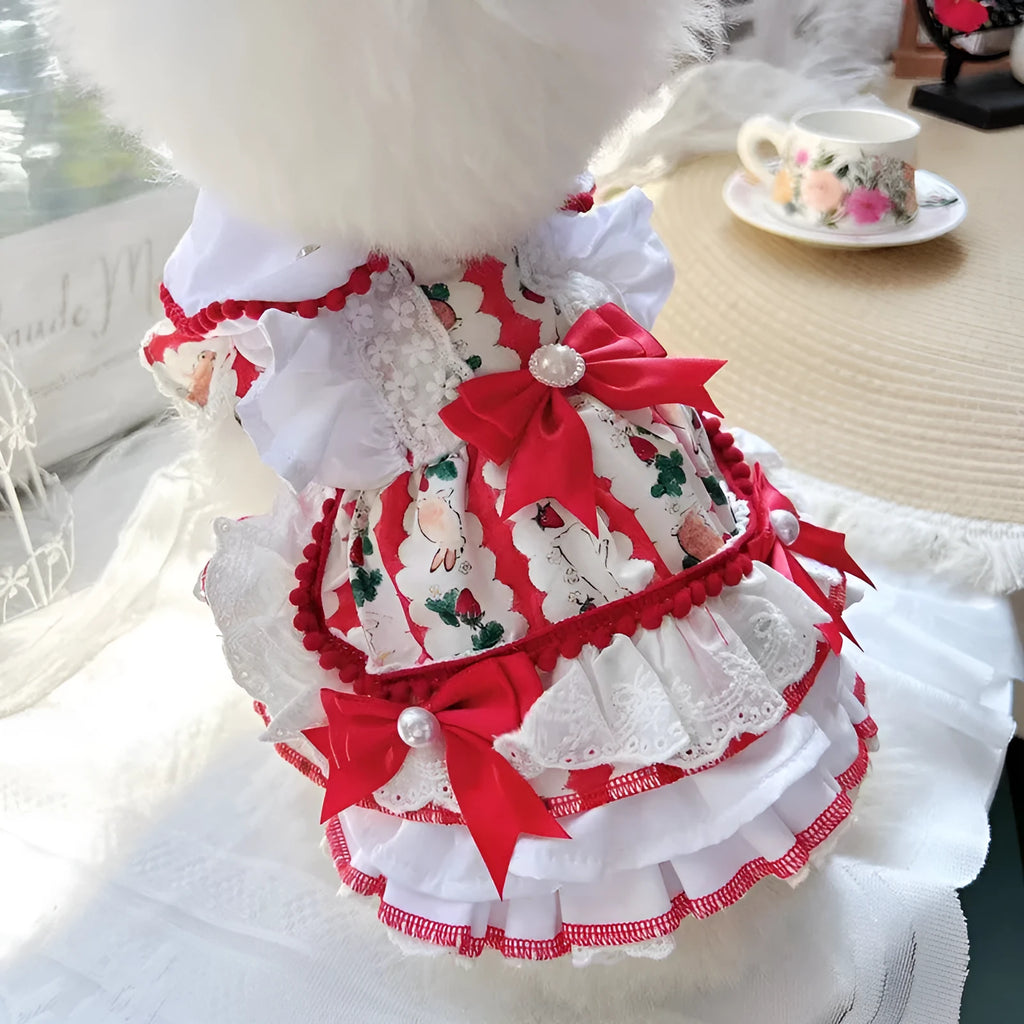 Rabbit-themed princess skirt for a small dog, shown in size M for dogs approx 2.5-3.5kg.