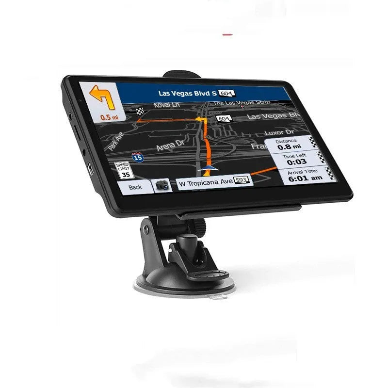 7 inch portable car GPS navigation device with bracket on dashboard