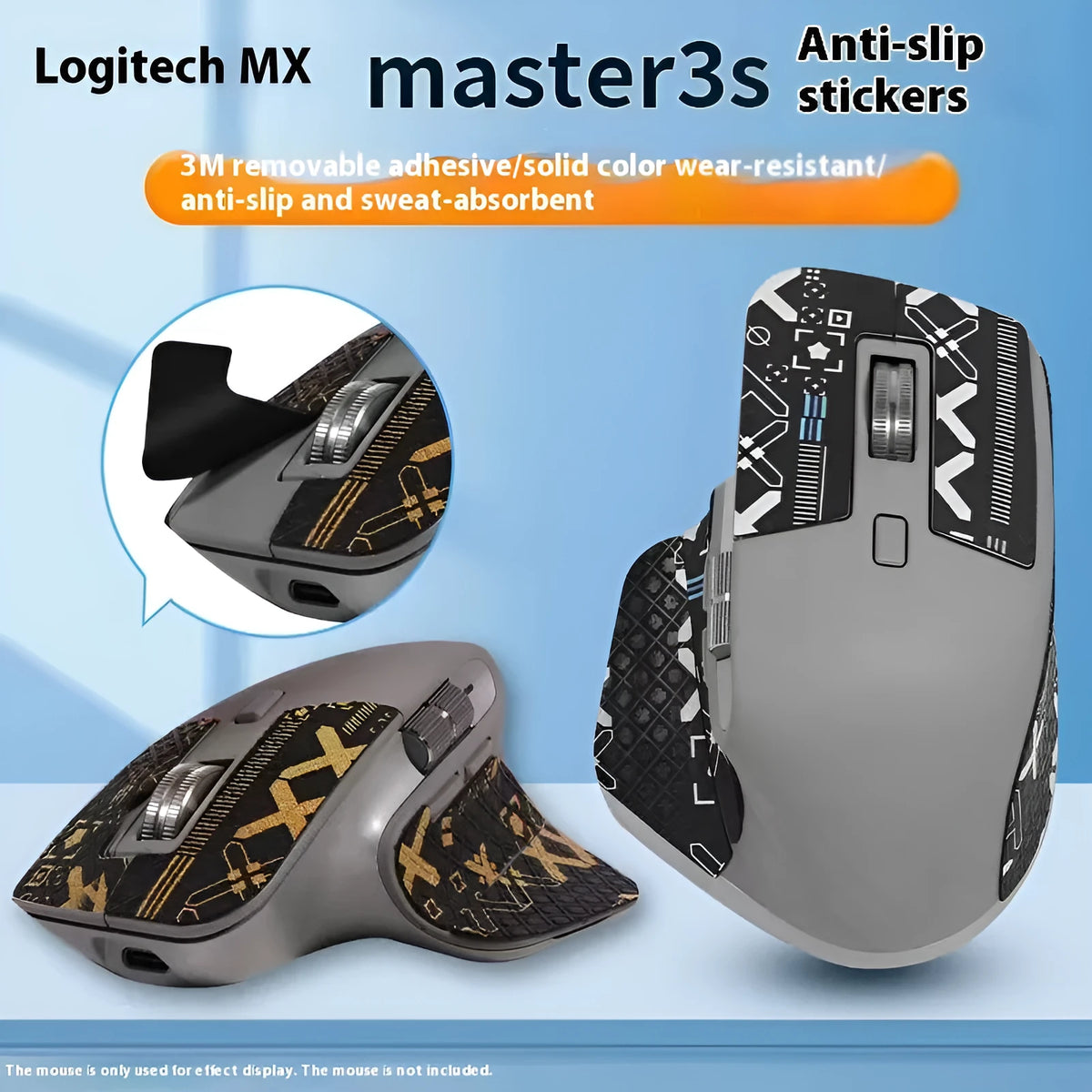 Anti-slip mouse sticker in solid colour with all-inclusive coverage and alcohol cotton wipe included
