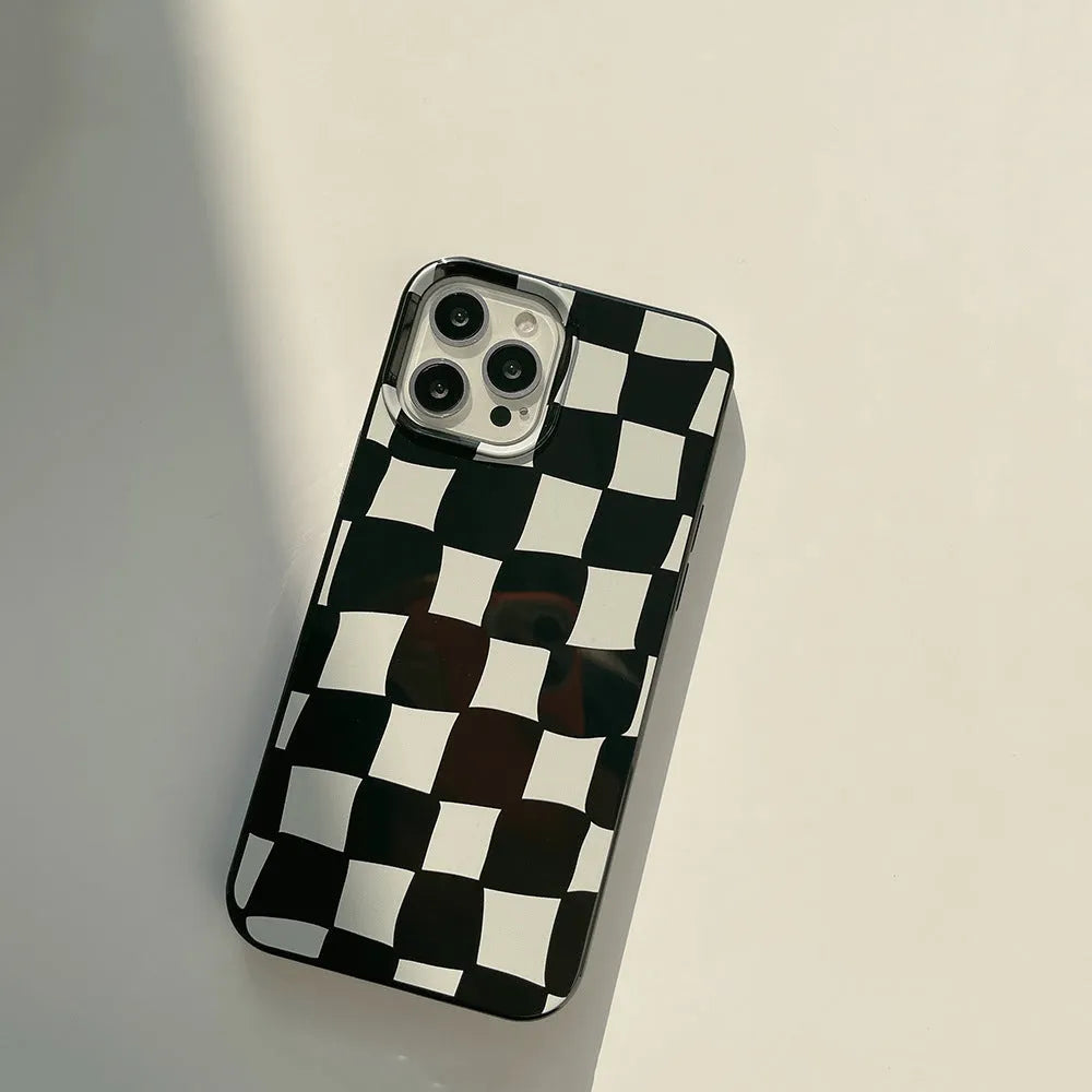Bright Black Twisted Grid TPU back cover for iPhone 13 Pro Max