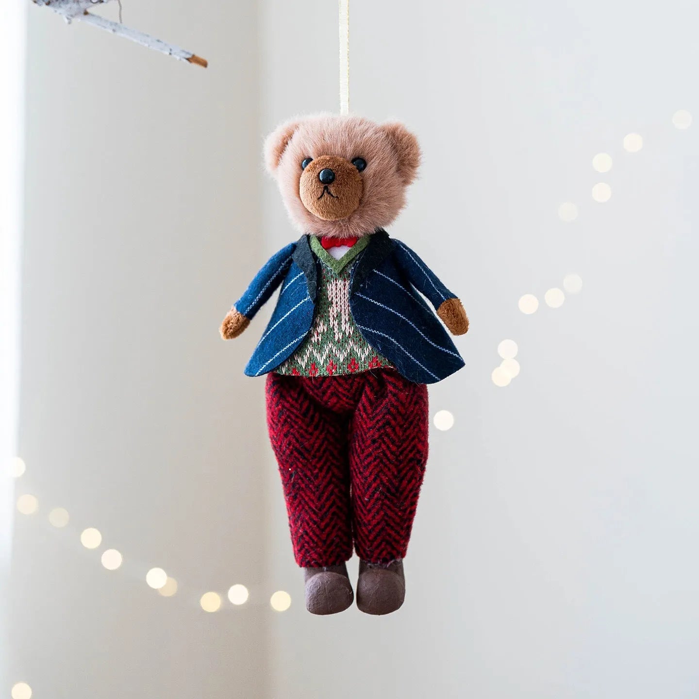 Cotton plush couple bear doll with plaid suit in princess bear or gentleman bear colour options
